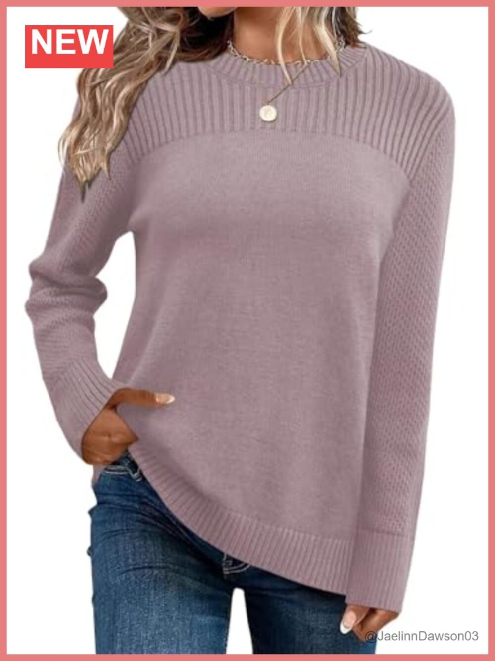 Womens Knit Sweater Long Sleeve Crewneck Pullover Loose Fit Casual